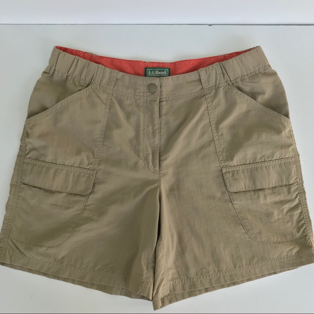 LL Bean tan women’s cresta hiking shorts nylon 12